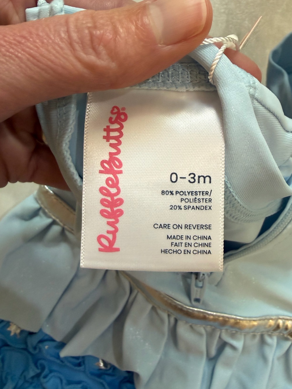 NWT RuffleButts Blue Glass Slipper Princess Long Sleeve Rash Guard Swimsuit 0-3M - Picture 12 of 14